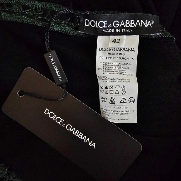 NWT Dolce & Gabbana Dark Green Lace Sleeveless Mid-Length Sheath Dress Size 42 - Picture 4 of 9
